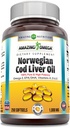 Amazing Omega Norveç Cod Liver Oil 1000 Mg Softgels Supplement | Omega-3, EPA, DHA, A, D & Vitamin E (Orange | 250)
