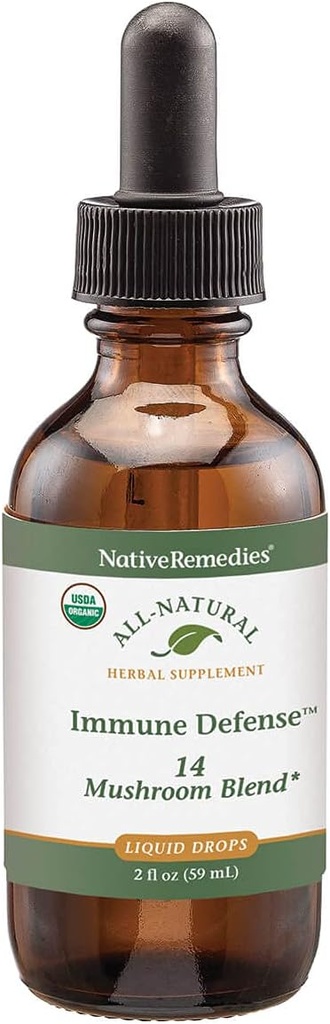 Native Remedies Immune Defense 14 Mushroom Blend για την προστασία και τη διατήρηση της λειτουργίας του ανοσοποιητικού συστήματος, 2 Fl oz.