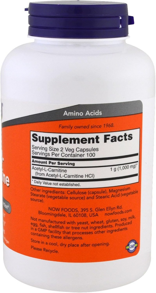 Şimdi Gıdalar Acetyl L-Carnitine 500 mg - 200 ct (Pack of 2)