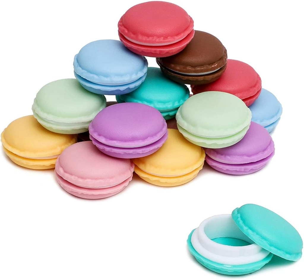 Juvale Macaron Pill Case - Macaron Jeweller & Pill Box - Lids ile Dayanıklı Mini Plastik Konteynerler - 8 Renkler, 1.7 - 16 Paket