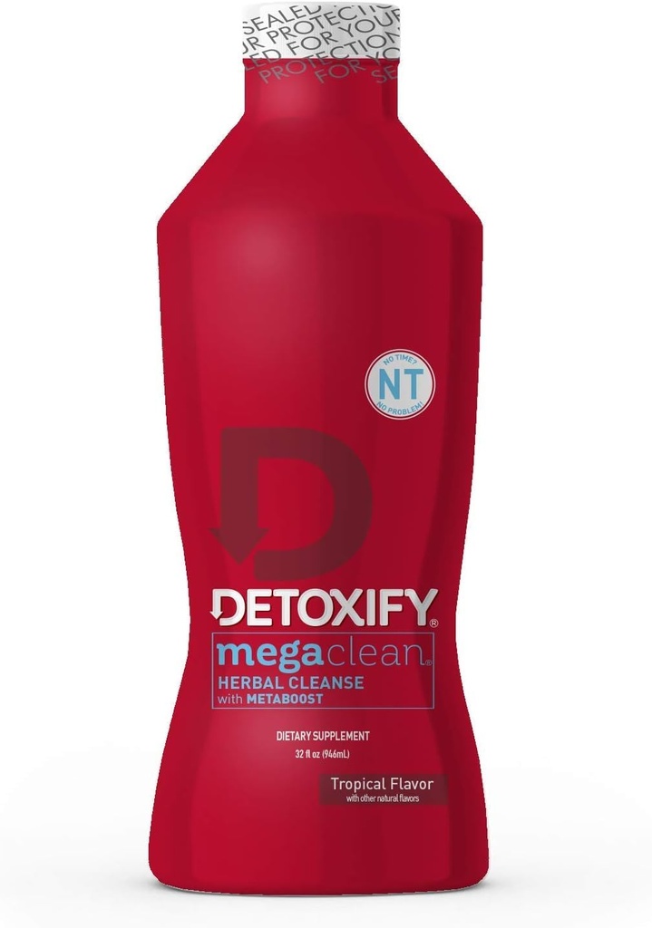 Detoxify – Mega Clean NT Herbal Cleanse – Tropikal – 32 oz – Profesyonel olarak Herbal Detox İçecek – PreCleanse için MetaBoost ile Geliştirilen - Plus Manual