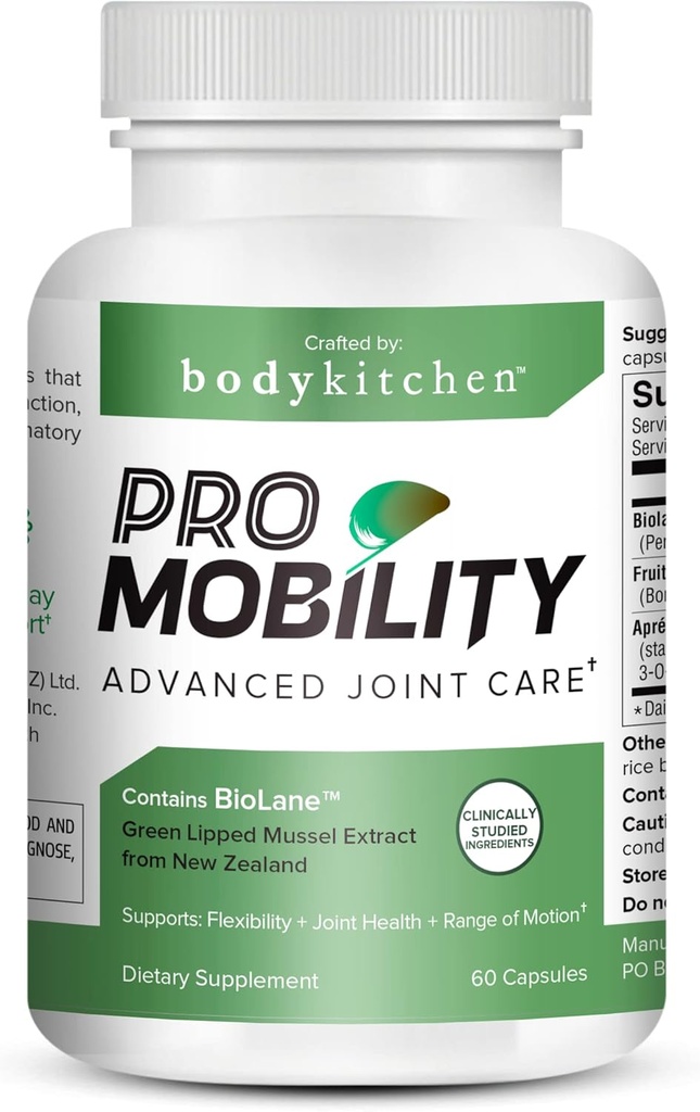 Body Kitchen ProMobility Joint & Muscle Support – 1050 mg Πράσινο-Liped Mussel Extract, FruiteX-B® & Boswellia for Mobility & Comfort (60 κάψουλες)