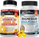 Yüksek Kuvvetli Vitamin D3 5000 IU 125 mcg (1 Yıl Supply) Plus High Abxia Bisglycinate Capsules (4 Ay Supply)