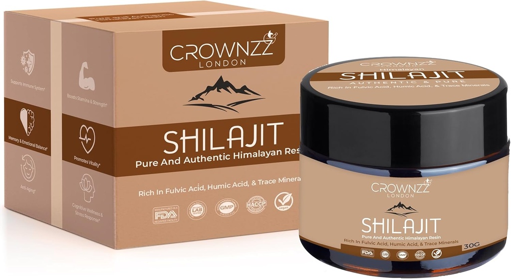 Pure Shilajit - Organik Gold Grade Himalaya Şilajit Men & Women - High-Strength Shilajit Rich in Fulvic, Humic Acid & 85+ Minerals-Lab Tested & Sertifikalı 30G Shilajit Destekler Staminat