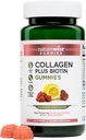 NatureWise Collagen Gummies - Hydrolyzed Collagen Gummies - Tip 1 & 3 Peptides for Women + Biotin, Vitamin C, E, & çinko for Hair Skin and Nails Support - 60 Kont[1-Month Supply]