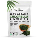 Earth Circle Organics Organic Chlorella Toz Superfood | Kosher | Kırık Hücre Duvar Klorophyll, Vegan, Super Green Algae, Clean Chlorella, Yüksek Protein, Fiber & Amino Asits - 4oz