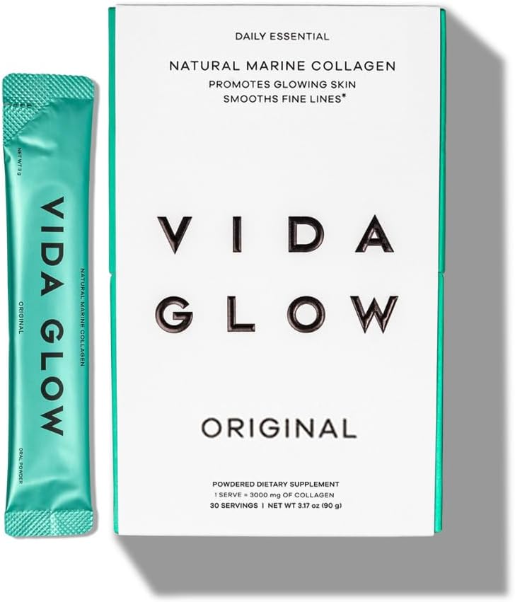 Vida Glow Marine Collagen Toz - Collagen, ile Anti Aging Supplement, Glowing Skin, Güçlü Nails, Sağlıklı Saç | 30 Hizmet, Orijinal Flavor