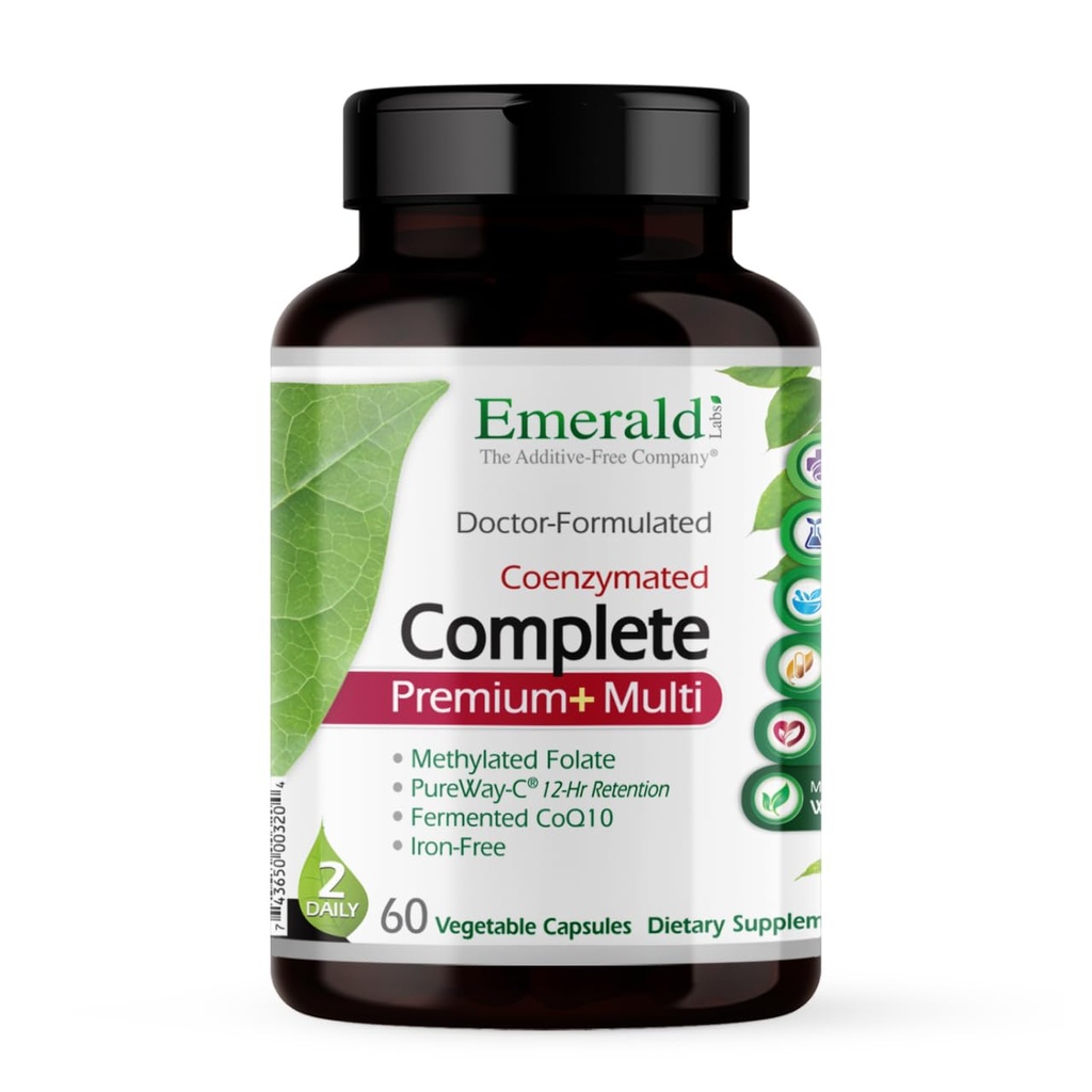 EMERALD LABS Complete Premium Multi - Multivitamin for Digestive & Immune Support with Vitamin C as PureWay-C, B Vitamin Complex, Albion Chelated Zinc & More - 60 κάψουλες λαχανικών (30-Day Supply)