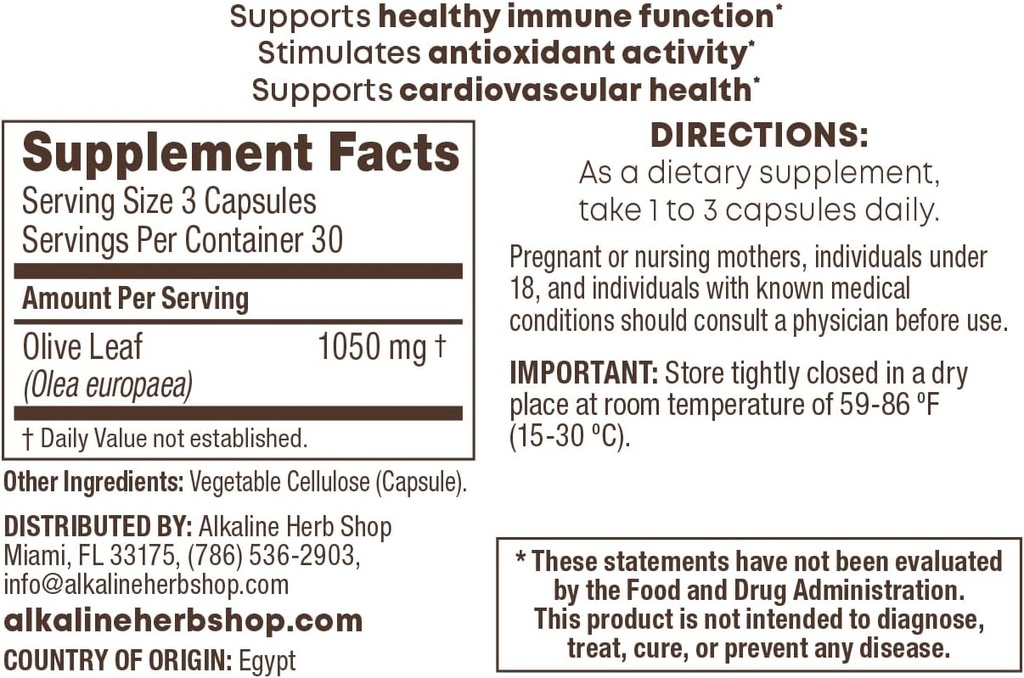 Herb Shop Olive Leaf Supplement 90 Capsules