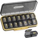 Haftalık Pill Organizer 2 Times a Day, ZDQZC Travel Pill Box 7 Day Case with LargeComptment Daily Pill Shang Medicine Konteyner for Vitamin, Fish Oils, Supplements (2 Times a Day, Gray)