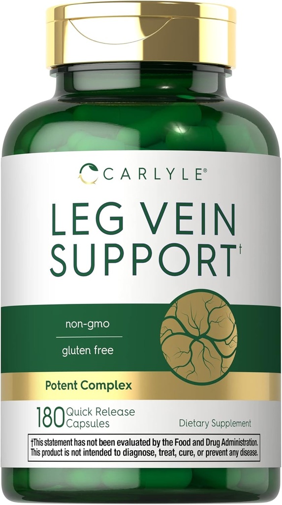 Carlyle Leg Vein Supplement | 180 Capsules | Sağlıklı Vein Fonksiyonlu | Non-GMO, Gluten Free