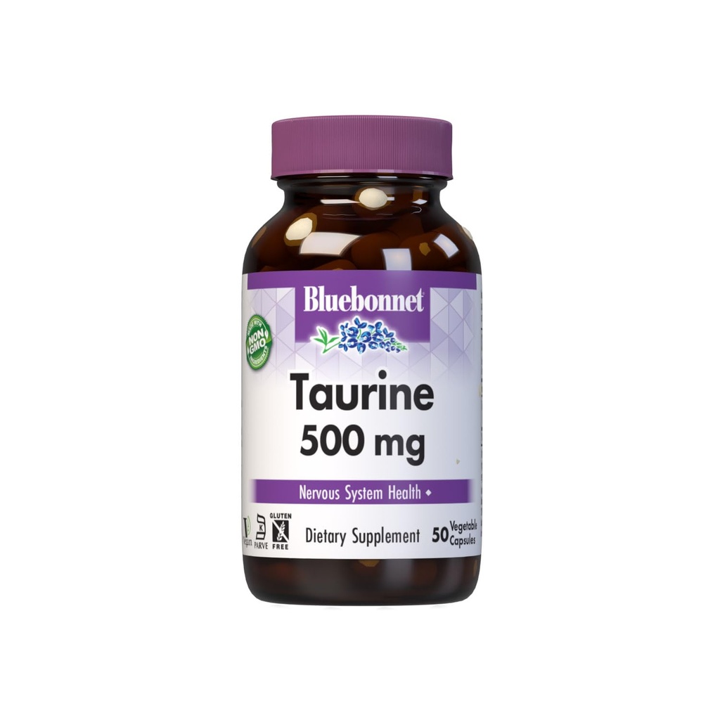 Bluebonnet Taurin 500 mg Vitamin Capsules, 50 Kont