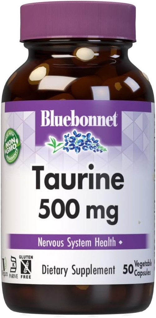 Bluebonnet Taurin 500 mg Vitamin Capsules, 50 Kont