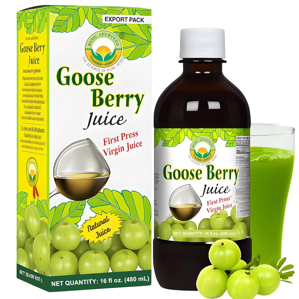 Temel Ayurveda Gooseberry Juice | Pure Amla Fruit Juice | No Sugar add | Natural Source of Vitamin C | for Hair, Eye, Teeth & Nails | 16.23 Fl Oz/480 ml