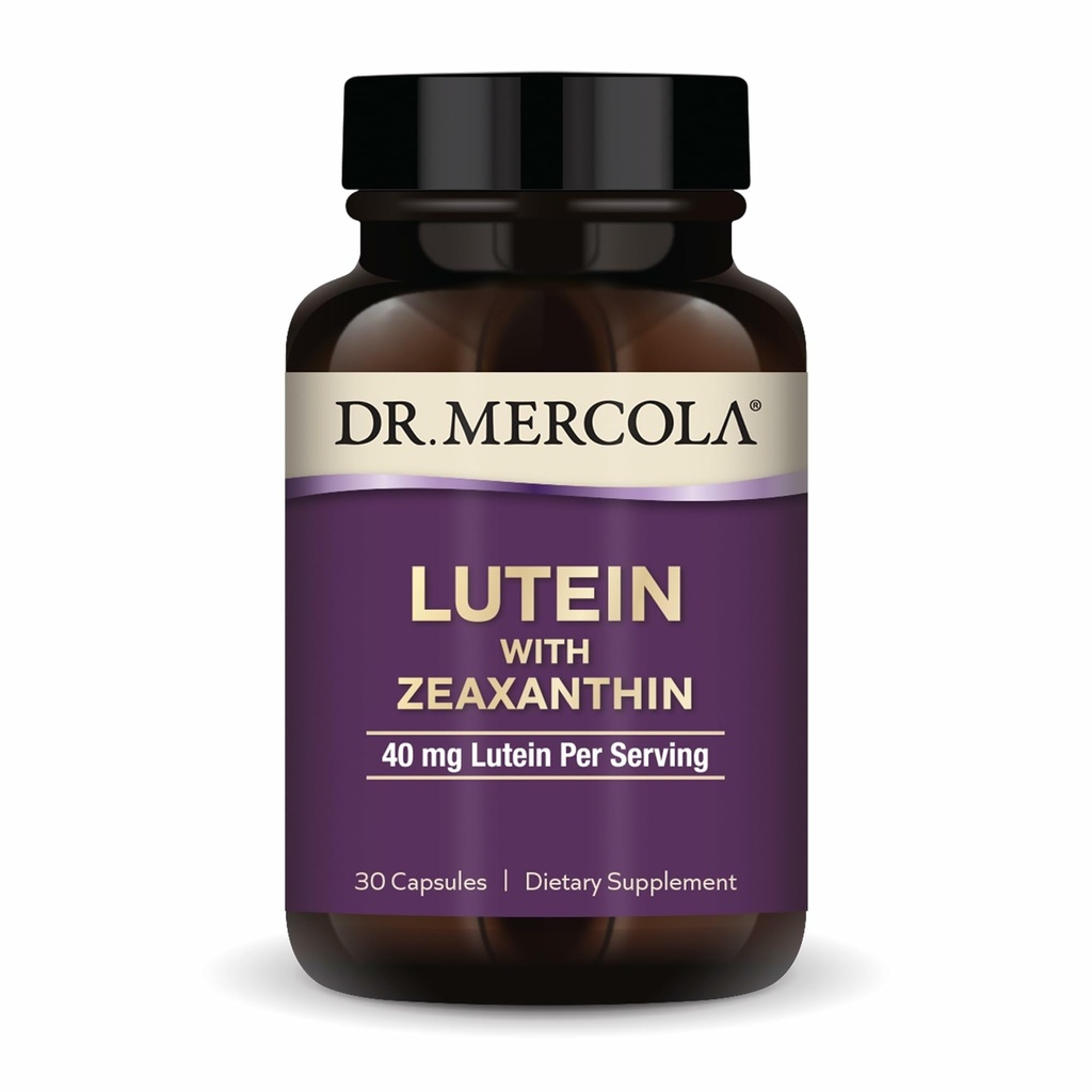 Δρ. Mercola Lutein με Zeaxanthin, 30 Υπηρεσίες (30 κάψουλες), 40 mg Lutein ανά υπηρεσία, συμπλήρωμα διατροφής, υποστηρίζει την υγεία και τη γνωστική λειτουργία όρασης, μη ΓΤΟ