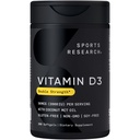 Sports Research Βιταμίνη D3 2000 IU με λάδι καρύδας MCT - Συμπλήρωμα βιταμίνης διπλής αντοχής - Μη ΓΤΟ Επαληθευμένο, χωρίς γλουτένη & σόγια – 50mcg, 360 Liquid Softgels