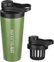 DIW 24 oz Shaker μπουκάλι, Αδιάβροχη φιάλη αναδευτήρα χάλυβα με το θόρυβο-ελεύθερο σχεδιασμό, μονωμένο κύπελλο αναδευτήρα μετάλλων για τις πρωτεΐνες και πριν την προπόνηση, Gym μπουκάλι αναδευτήρα (πράσινο)