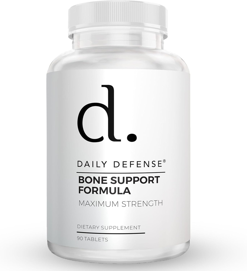 Calcium Supplements for Women & Men - Daily Defense Bone Support Formula with Calcium 1000mg, Magnesium, L-Lysine HCl, & More - for Better Flexibility & Mobility - 90 Easy to Swallow Calcium Tablets
