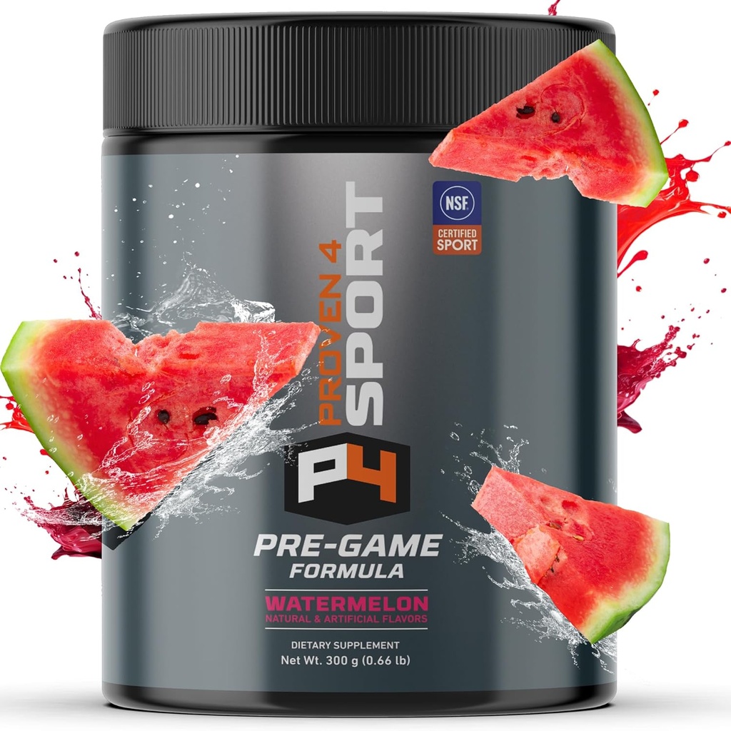 Proven4 Pre Workout Powder for Men and Women with Creatine - Beta Alanine - Caffeine NSF Certified preworkout Energy Supplement Watermelon 30 Servings