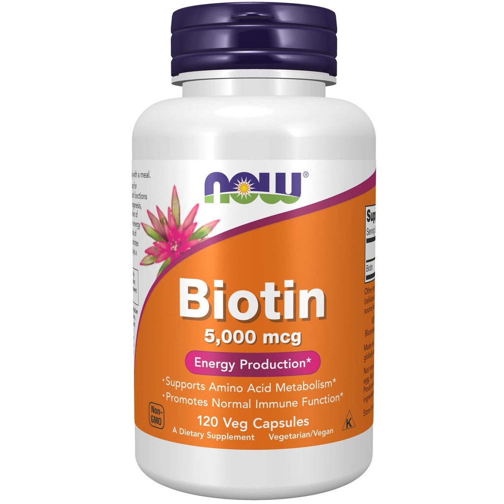 Şimdi Gıdalar Biotin 5000 mcg Capsules, 120 Kont