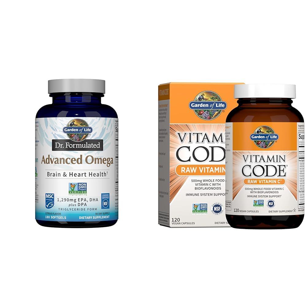 Yaşam Bahçesi Dr. Formulated Advanced Omega Fish Oil & Raw Vitamin Kodu C, 120 Veg Capsules