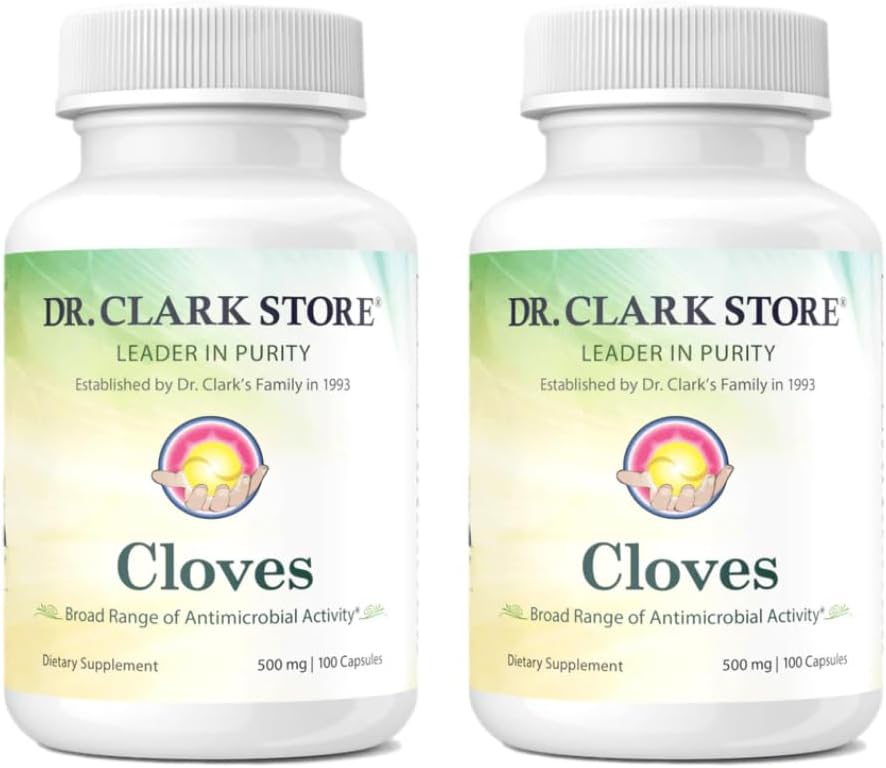 Dr Clark Cloves Health Supplement - Natural Digestive Health, 500 mg, 100 Pure Gelatin Capsules 2Pack