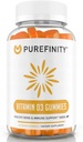 PUREFIN Vitamin D3 5000 iu Gummies - Your Daily Vitamin D Supplement for Bone Health, Immune Health, and Joint Muscle Support for Yetişkinler & Kids – Gluten Free, Non-GMO – 60 Veggie Gummies