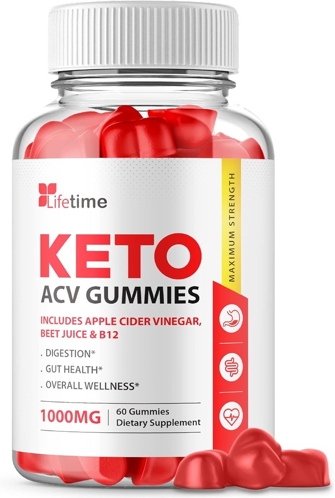 Lifetime Keto Plus ACV Gummies - Επίσημη Φόρμουλα, Vegan, Non GMO - Lifetime Keto acc Gummies, Life Time Keto Gummies with Apple Cider Vinegar, Vitamin B12, Beet Root, Pomegranate Juice (60 Gummies)