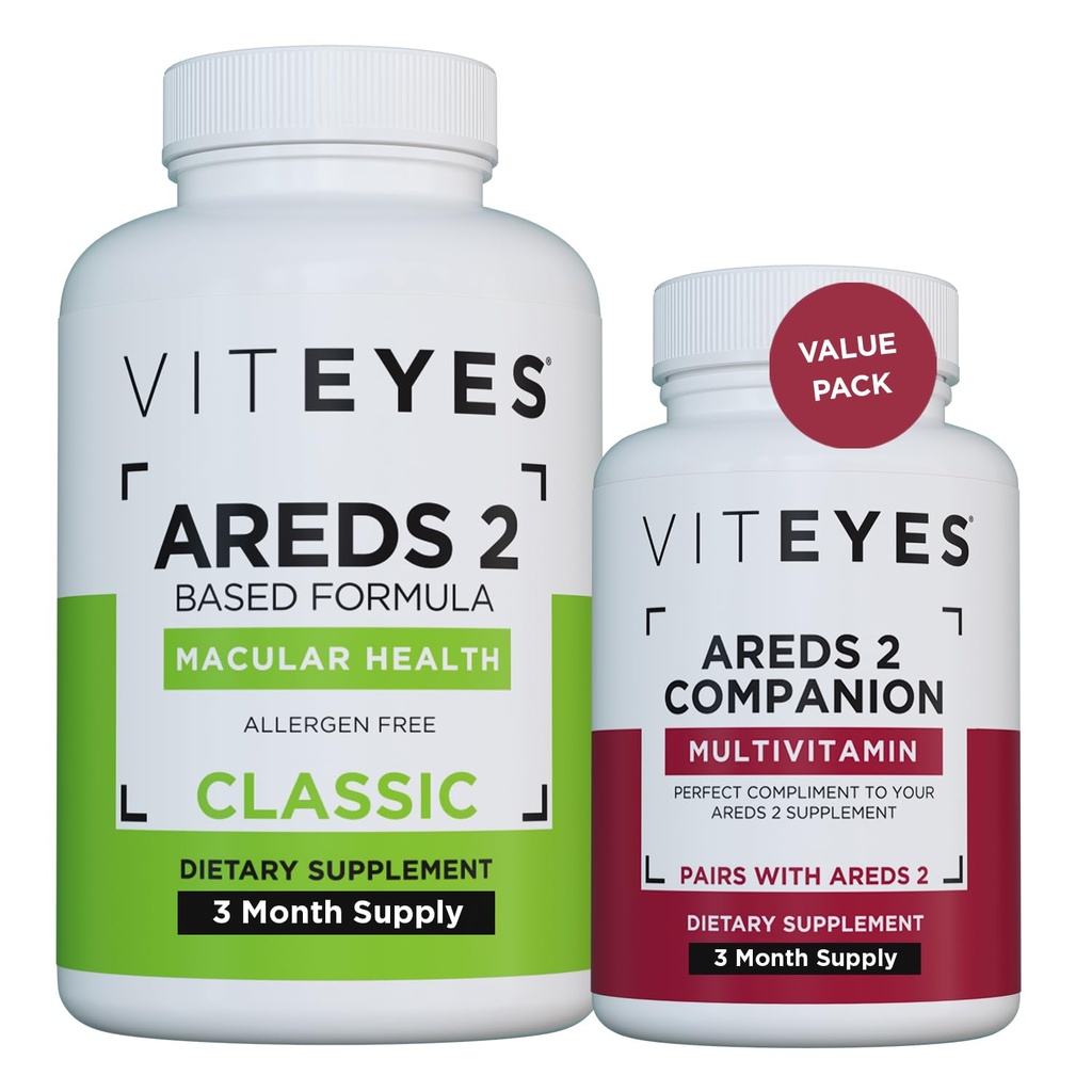Viteyes AREDS 2 Capsules ve Viteyes Multivitamin AREDS 2 Companion, Single Daily Dose Eye Vitamins, 3 Ay Supply