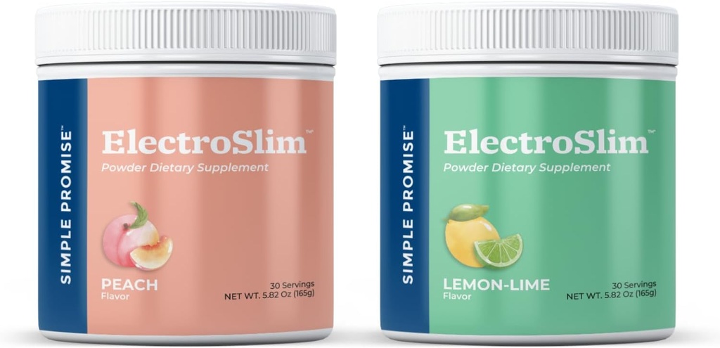 Απλό Υπόσχεση ElectroSlim Bundle Flavor - Lemon Lime και Ροδάκινο - Χωρίς ζάχαρη Ηλεκτρολύτη Υποστήριξη Ενυδάτωσης με Απαραίτητα Ηλεκτρόλυτα - Χωρίς Φόρμουλα Ζάχαρης για Καθημερινή Ενεργειακή Ισορροπία