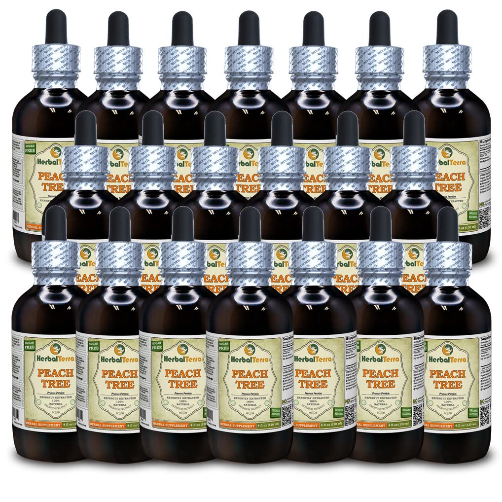 Peach Tree (Prunus Persica) Tincture, kuru Bark Sıvı Ekstraksiyon (Brand Name: HerbalTerra, Proudly Made in USA) 20x4 fl.oz (20x120 ml)