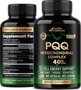 PQ 40 mg - PQ ile CoQ10 Supplement - Mitochondria Biogenesis & Hücre Enerji Üretimi - Magnezyum, C, E & B2 - Pure & Highly Bio available | Lab Tested - Amerika'da Yapıldı - 60 Capsules