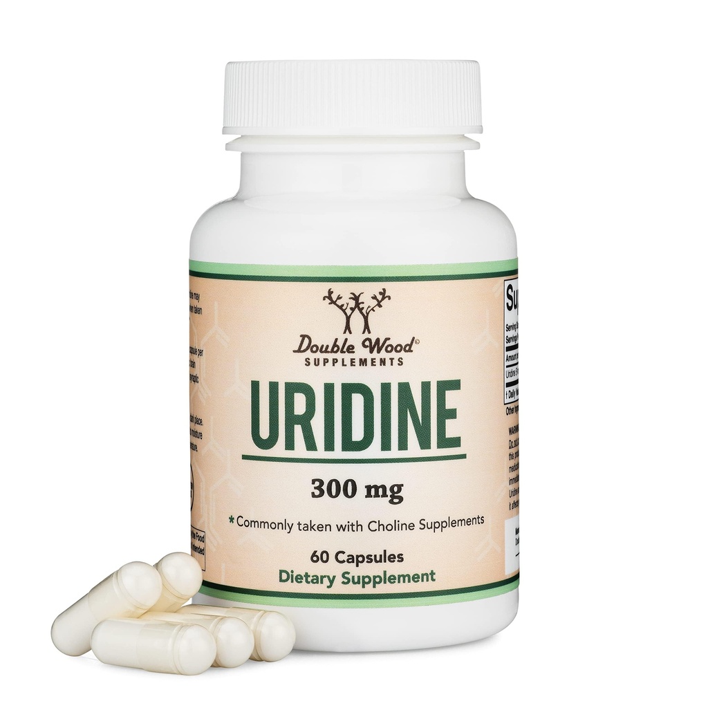 Uridine Monophosphate - Third Party Tested (Choline Enhancer, Beginner Nootropic) (300mg, 60 Capsules) Synergy with Alpha GPC Choline for Brain Health and Memory by Double Wood