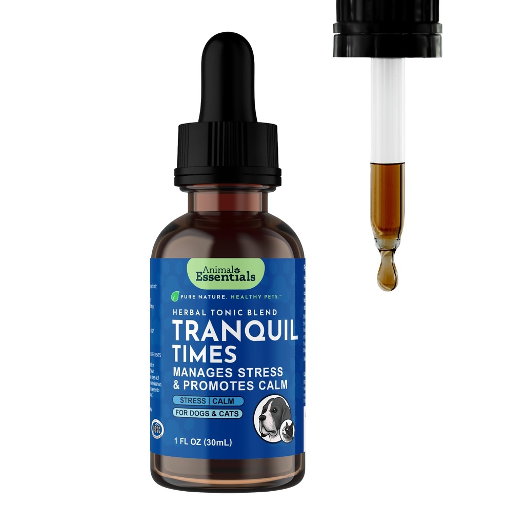 Hayvan Temelleri Köpekler ve Kediler için Tranqutitude Assembly - Calming Supplement, Valerian Root, Liquid Drops, Herbal Formula - 1 Fl Oz Oz