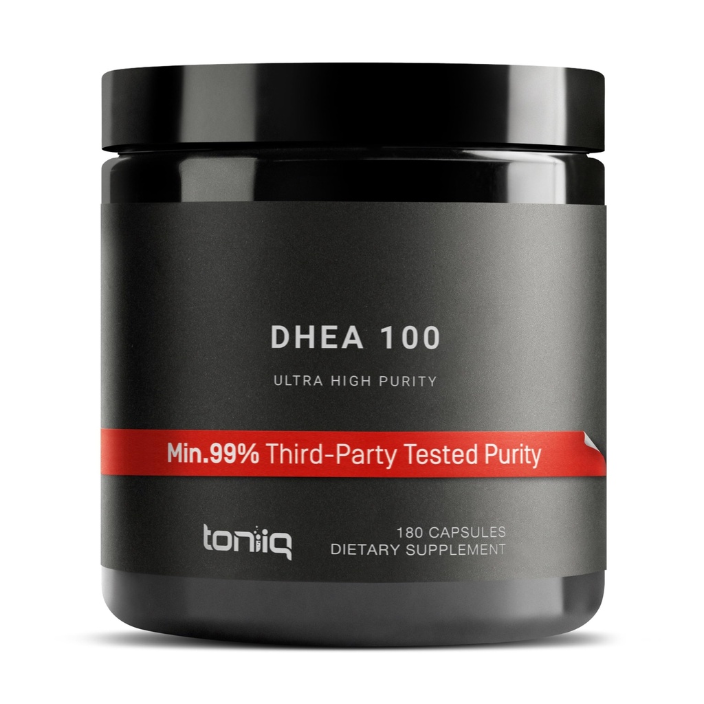 Toniiq Ultra High Strength DHEA 100mg συμπλήρωμα για τους άνδρες - 99%+ Υψηλής καθαρότητας και βιοδιαθέσιμου Μικρονίου DHEA συμπλήρωμα για γυναίκες και άνδρες - DHEA 100 mg - 180 κάψουλες