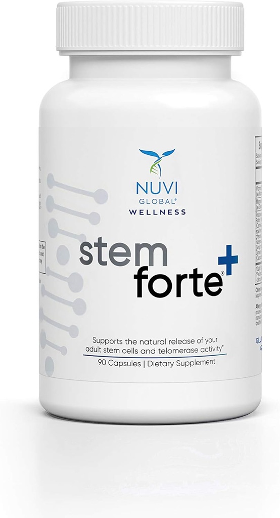 NuVi Global Stemforte Plus Stem Cell ve Telomere Supplements – Hücre Rejenerasyonu, Hücre Büyümesi ve Telomer Sağlığı için Destek - Erkekler ve Kadınlar için 90 Capsules