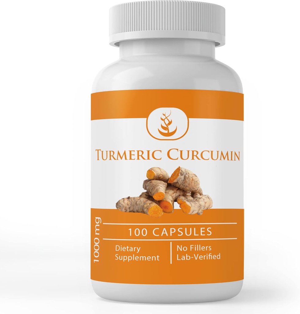 Pure Original Materialss Turmeric Curcumin (100 Capsules) Magnezyum Or Rice Fillers, Always Pure, Lab