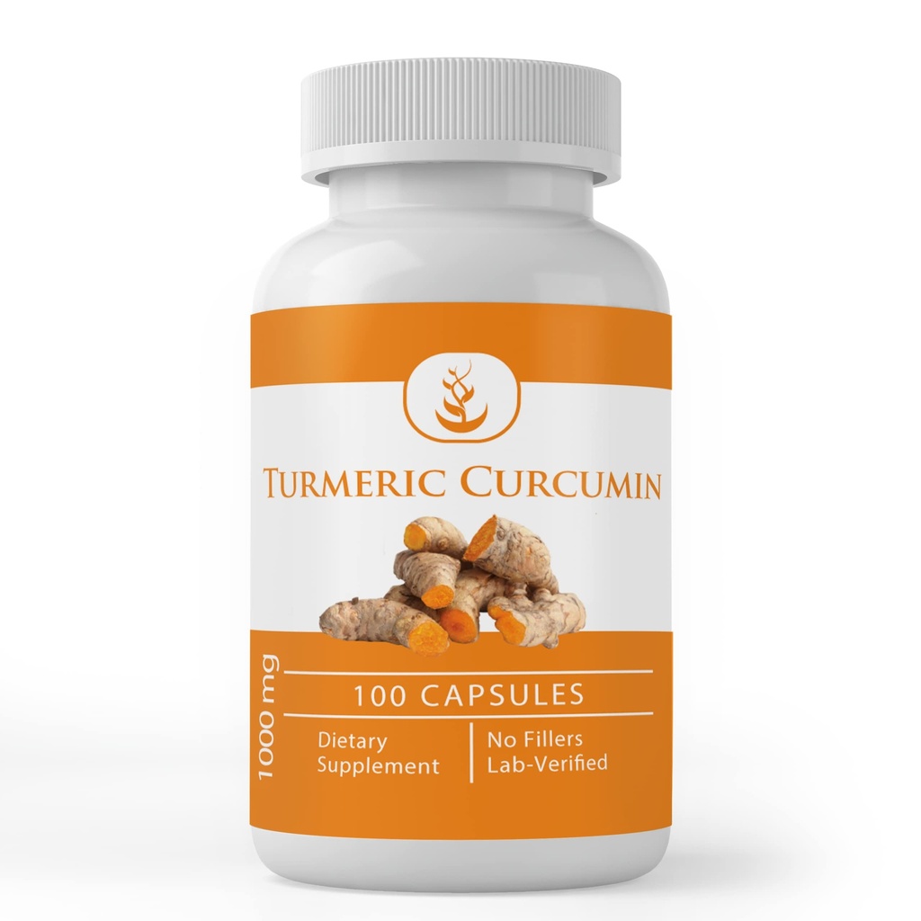 Pure Original Materialss Turmeric Curcumin (100 Capsules) Magnezyum Or Rice Fillers, Always Pure, Lab