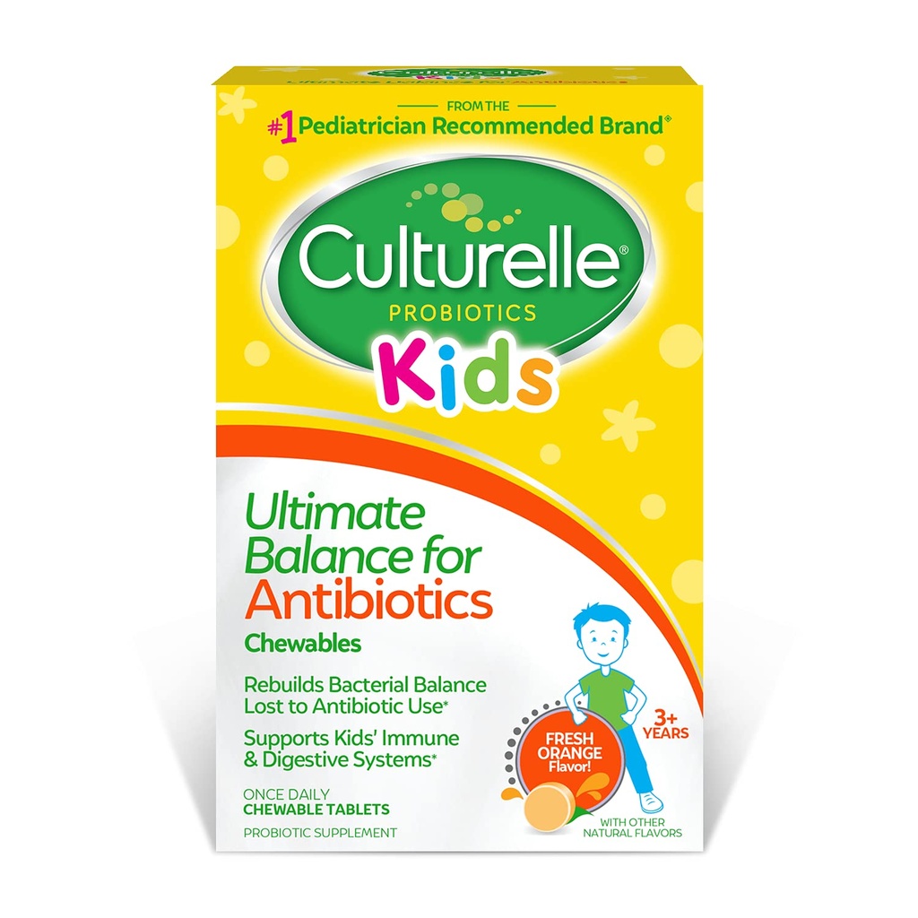 Culturelle Probiotics Ultimate Balance Probiotic for Antibiotics Ηλικίες 3+,20 Count,Orange,Probiotic for Kids Βοηθά στην αποκατάσταση των καλών βακτηριδίων που χάνονται κατά τη διάρκεια της αντιβιοτικής χρήσης & υποστηρίζει ένα υγιές ανοσοποιητικό σύστημα