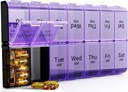 Weekly AM PM Extra Large Pill Organizer, 7 Day Pill Case 2 φορές την ημέρα, XL Day Night Pill Case Δύο φορές την ημέρα, Oversized Daily Medicine Organizer for Vitamin, Pill Container (Purple)
