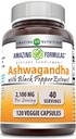 Amazing Formulas Ashwagandha Root with Black Pepper Extract Supplement | 2100 Mg Per | Veggie Capsules Supplement | Non-GMO | Gluten-Free | Made in USA (1 Pack, 120)
