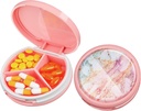 Serfeymi Small Pill Box - Purse Pocket, Compact Mini Travel Pill Case - Tıp için Uygun, Vitamin, Fish Oil, Supplements - Pink(Marble)