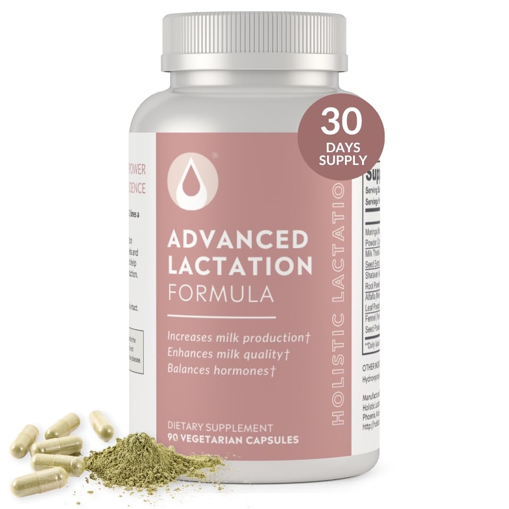 Holistic Lactation® Advanced Lactation Formula (30 Hizmetler), Milk Supply'ı desteklemek için Tamam, Contains Organic Moringa ve Milk Butle Extract, Fenugreek-Free Free