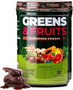 Nutrology Greens & Fruits Toz-Doly Sourced Meyveler, Sebzeler, Arıt Toz & Mushroom Mix, Probiyotikler, Digestive Enzymes, Fiber, Antioksis, Immune Support, Gluten Free - Chocolate