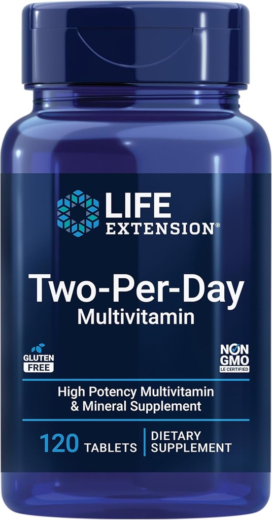 Επέκταση ζωής Super Bio- Curcumin και δύο- ανά ημέρα 120 δισκία Multivitamin Bundle - 60 κάψουλες χορτοφάγων