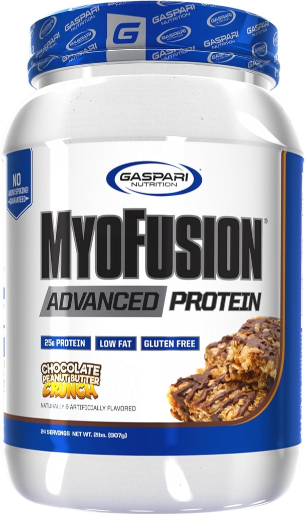 Gazpari Beslenme Myofüzyon Gelişmiş Protein, Protein Whey proteini, Vakain Protein ve Isolate Protein, Low Fat ve Gluten Free (Chocolate Peanut Butter Crunch, 2 Pound)
