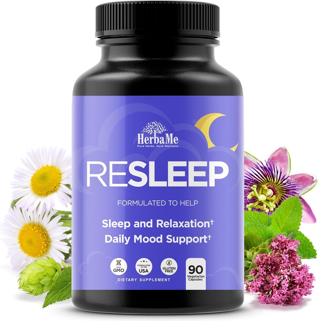 Sleep Aid Support Supplement - Melatonin Free Formula with Magnezyum, Valerian, Chamomile, Apigenin, Helps Restful Sleep and Relaxation, No Grogginess Sleep Pills