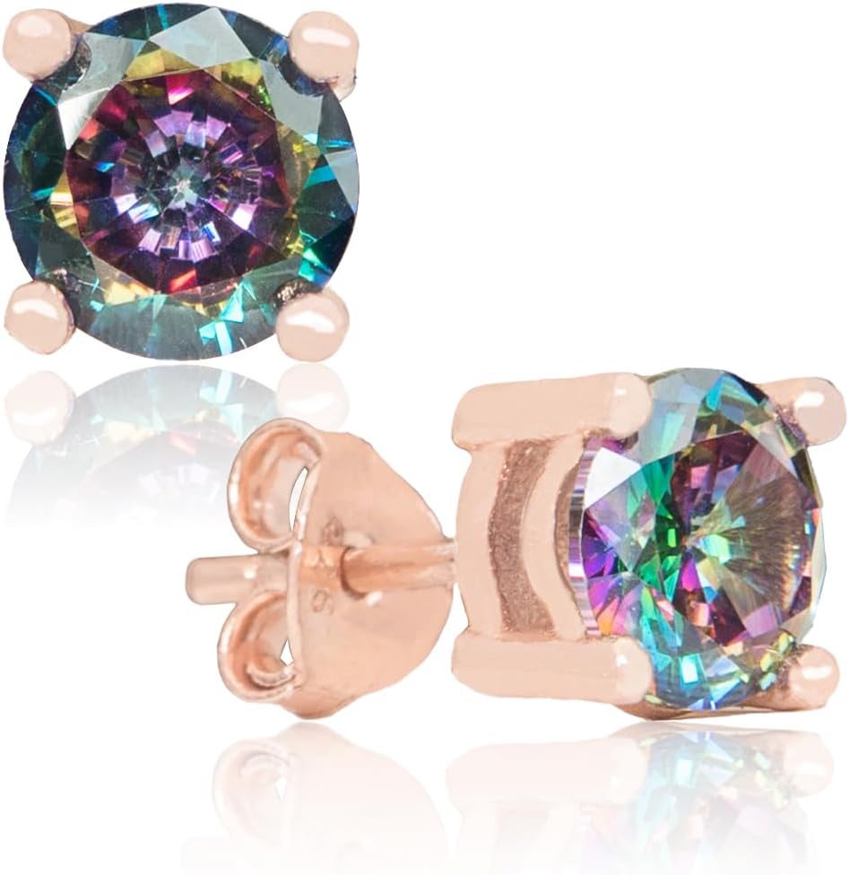 Χειροποίητο ροζ χρυσό επιμεταλλωμένο φυσικό Mystic Topaz Sterling ασημένια σκουλαρίκια στολίδια