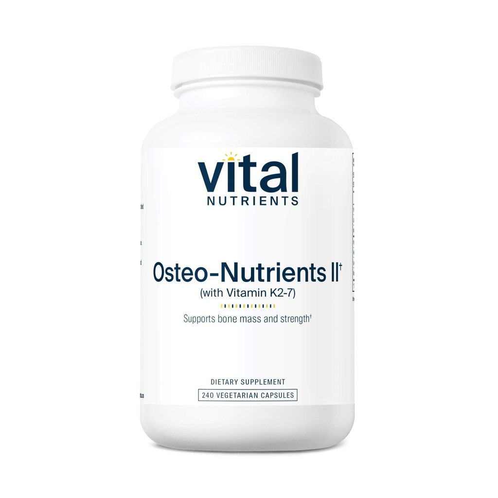 Vital Nutrients Osteo-Nutrients II | Vitamin K2 + D3, Kalsiyum, Boron ve Bone Strength için Magnezyum* | Sağlıklı Kalp Desteği | Vejetaryen Tamam | Gluten, Süt, Soy Free | 240 Capsules