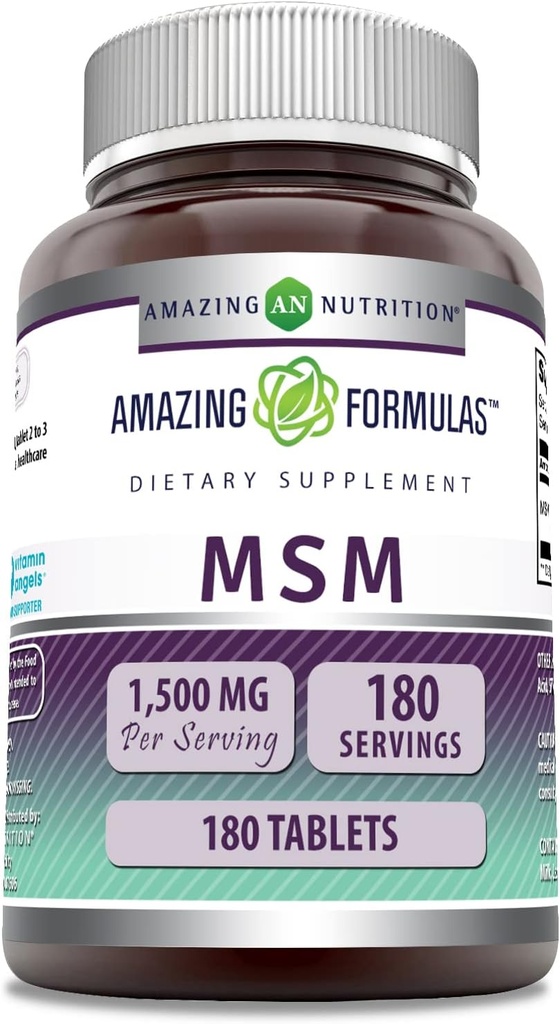Amazing Formulas MSM (Methylsulfonylmethane) Tamam | 1500 Mg Per Yardım | 180 Tablet | Non-GMO | Gluten Free | Made in USA